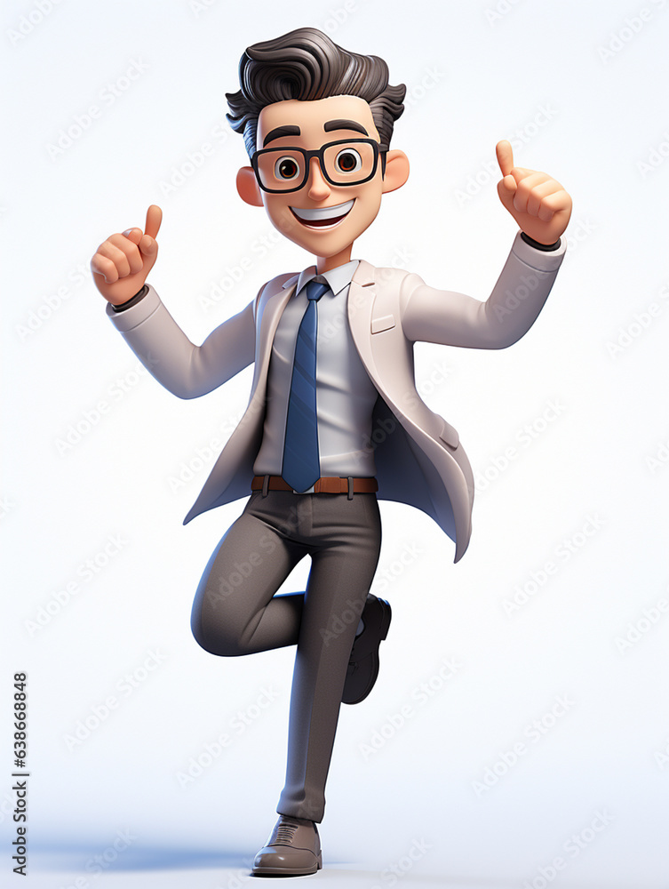 a happy 3d business man on transparent white background a happy 3d business man on transparent white background