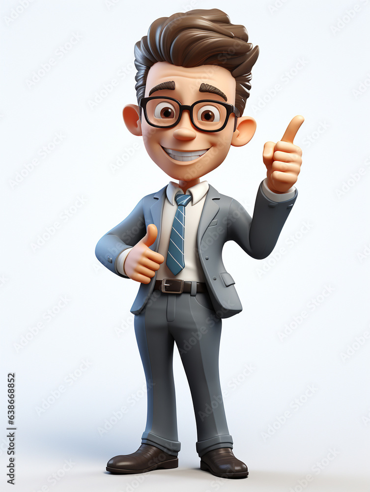 a happy 3d business man on transparent white background a happy 3d business man on transparent white background