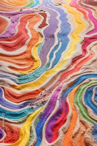 Rainbow color sand art.