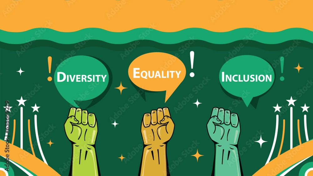 Diversity, Equality and Inclusion vector banner design with geometric ...