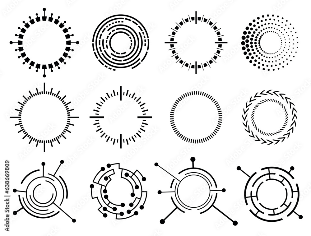 Circle digital technology. Abstract techno circle. Futuristic