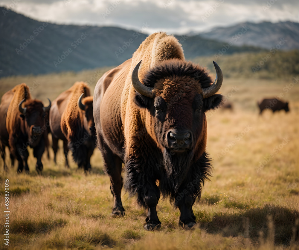 American buffalo in the field
