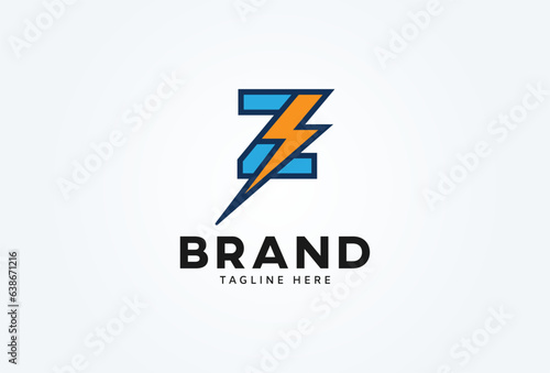 Initial Letter Z Thunder Logo. letter Z with thunder bolt icon combination isolated on white background. Flat style Logo Design Template element. vector illustration