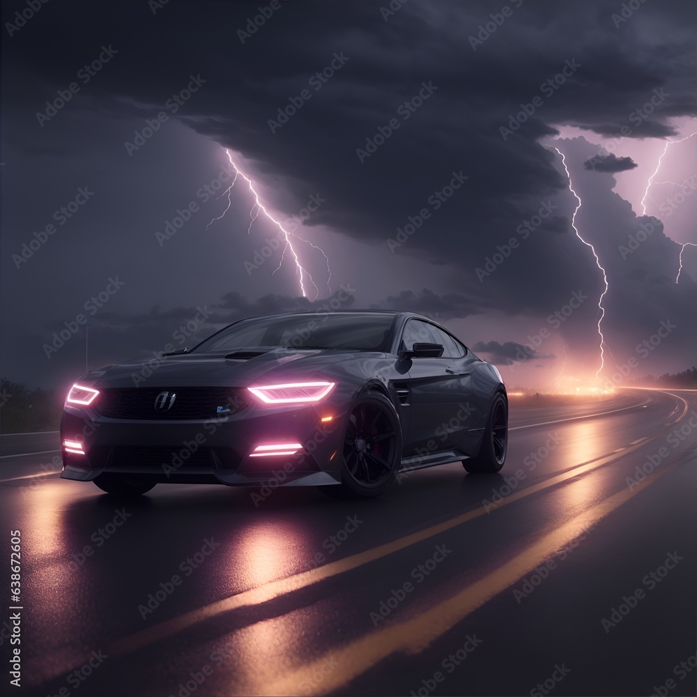 car driving in storm