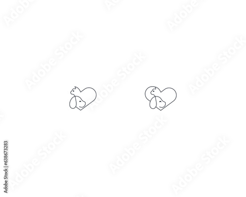 Dog and cat logo design template vector, line of pet logo design suitable for pet shop, store, cafe, business, hotel, veterinary clinic, Domestic animals vector illustration logotype, sign or symbol