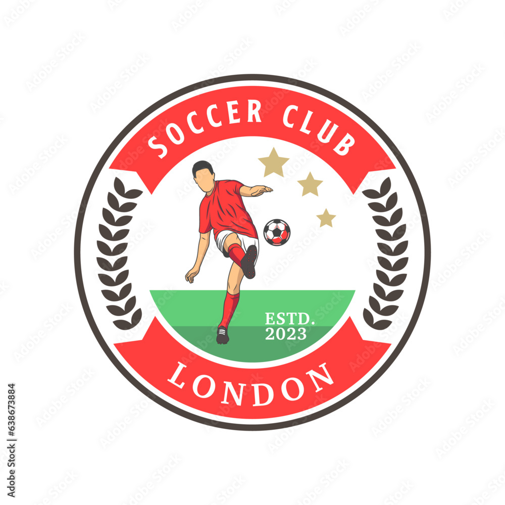 Vintage football and soccer college vector logo isolated. Soccer emblem vector illustration of logos on football theme