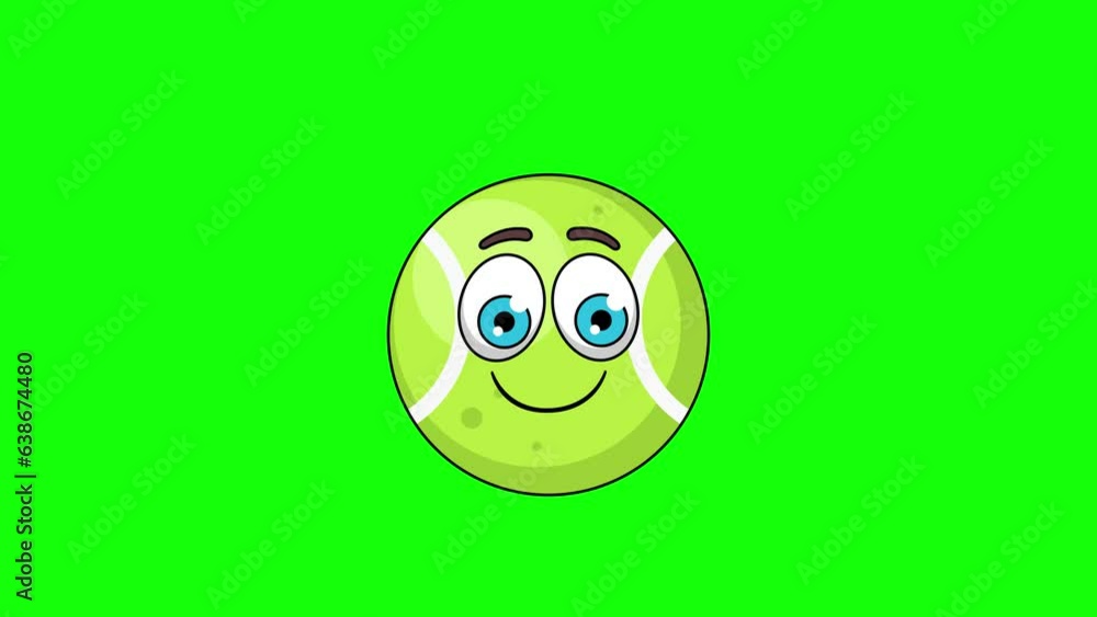 tennis ball emoticon emoji with face savoring food, cartoon animation