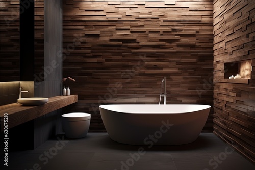 Luxurious Interior Design of a Brown Modern Bathroom.