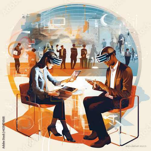 ハイテク機器を使用したビジネスシーン