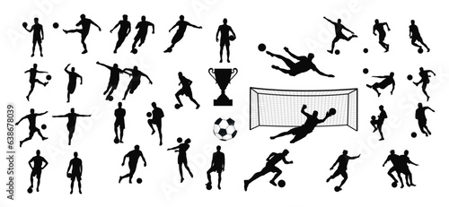 Soccer player silhouette, footballer, man with ball 