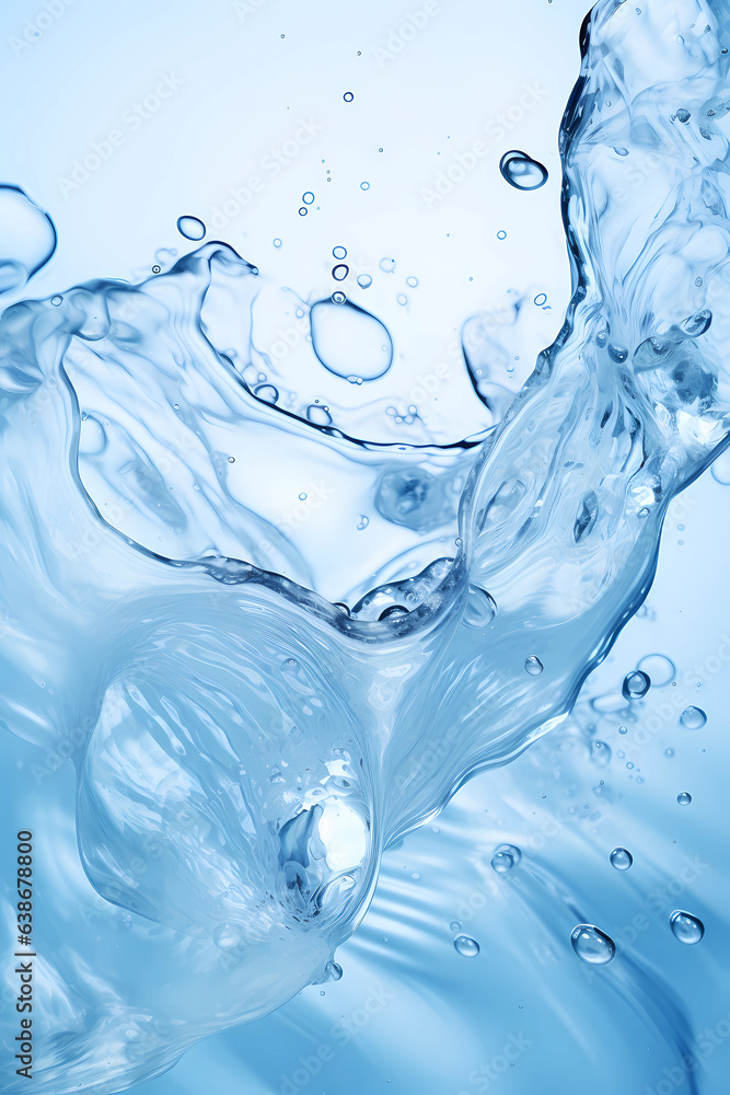 Water flowing out onto the white background, in the style of massurrealism, blue Water flowing out onto the white background, in the style of massurrealism, blue