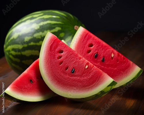 Watermelon with half cut, isolated on white stock photography, in the style of massurrealism photo