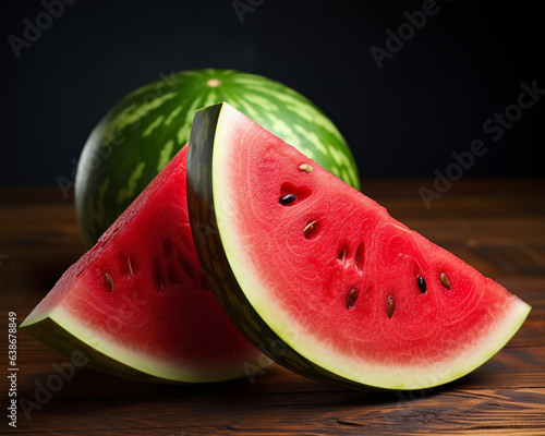 Watermelon with half cut, isolated on white stock photography, in the style of massurrealism photo