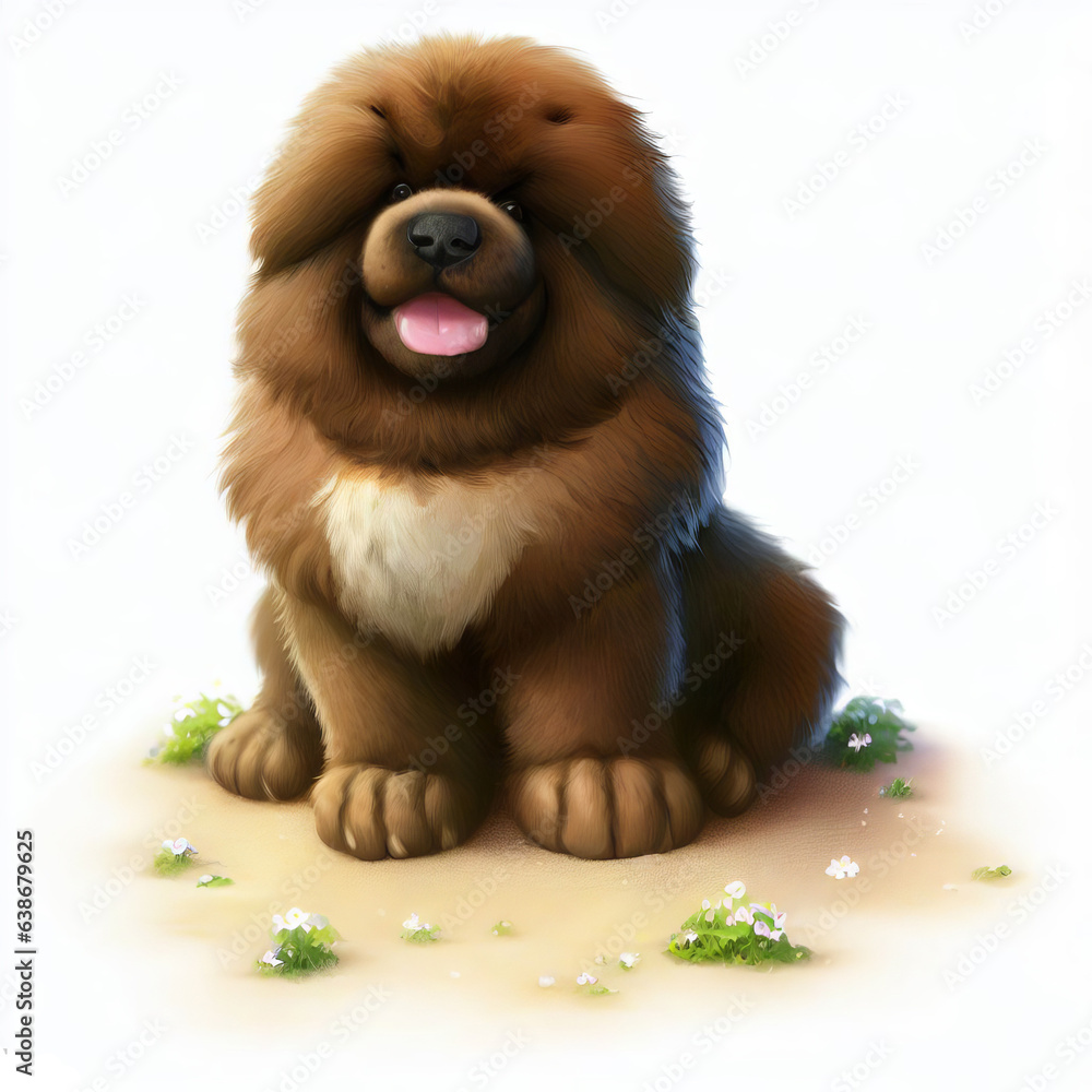 Fototapeta premium Digital illustration of a young Tibetan Mastiff