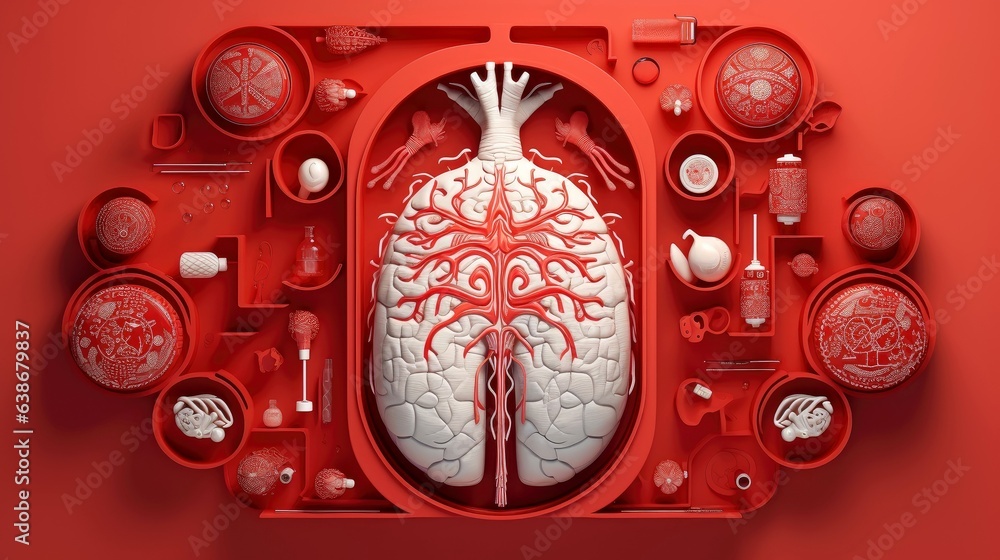3D illustration mockup of the human organ system, Anatomy, Nervous, circulatory, digestive, excretory, urinary,and bone systems. Medical education concept 3D illustration mockup of the human organ system, Anatomy, Nervous, circulatory, digestive, excretory, urinary,and bone systems. Medical education concept