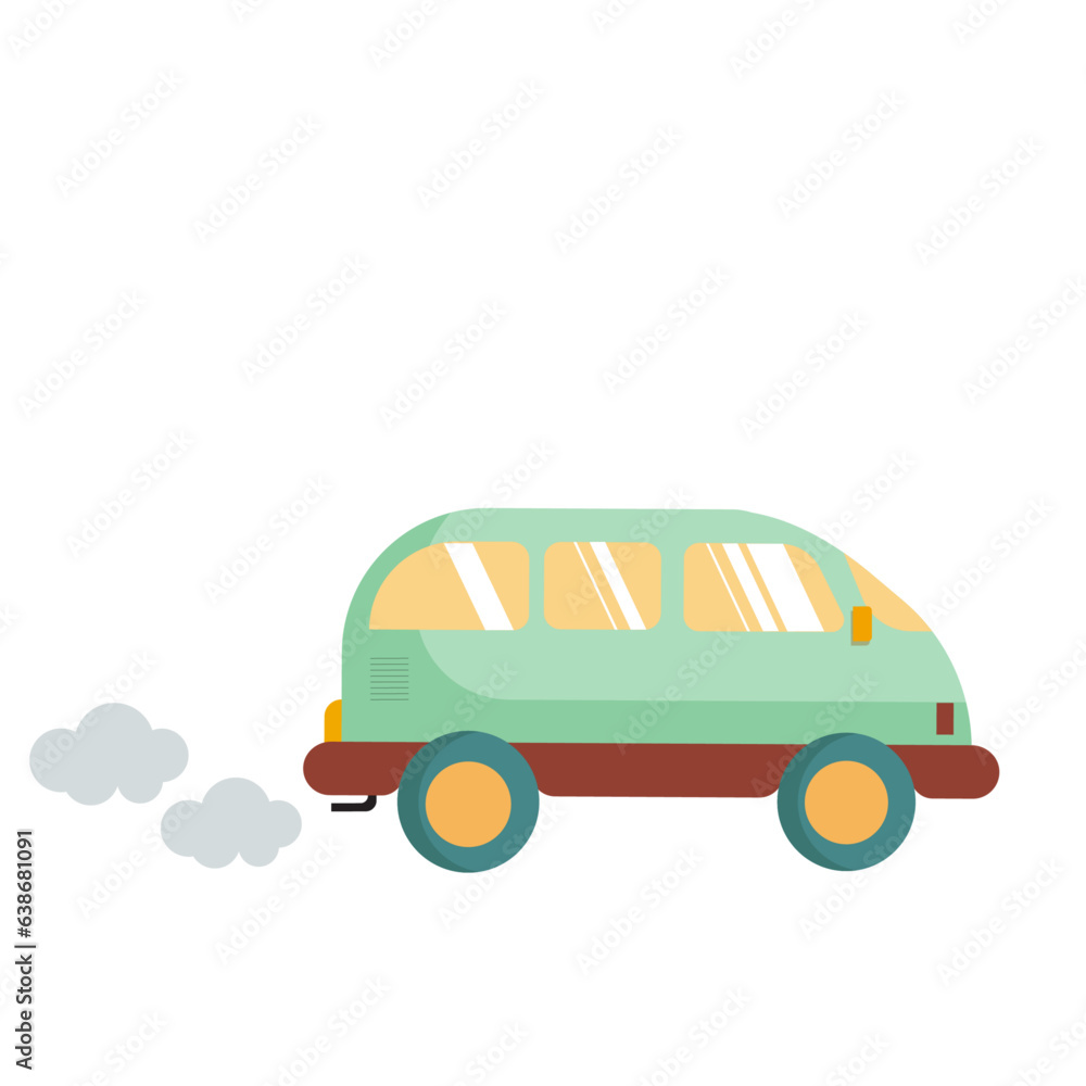 Transportation sticker collection. Green small car sticker..