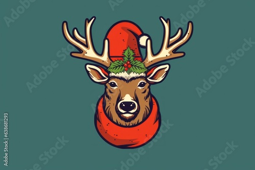 Holiday card with deer. Merry christmas and happy new year concept. Background