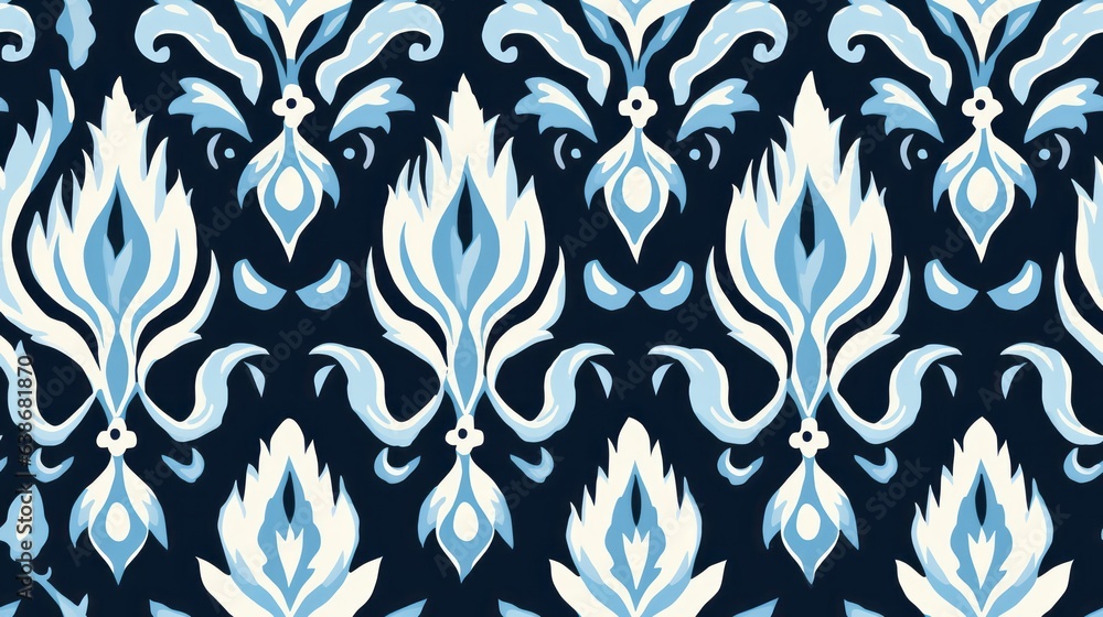seamless background with flowers ikat