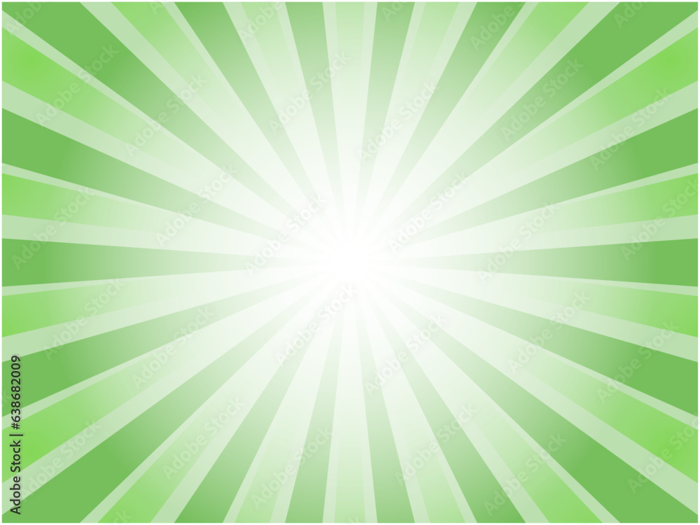 Obraz premium 太陽光線イメージの鮮やかなヴィンテージ風集中線背景素材_グリーン