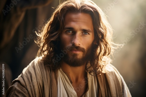 Portrait of Jesus Christ with copy space for text