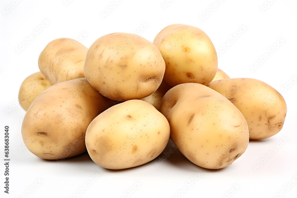 potato stack isolated on white background potato stack isolated on white background