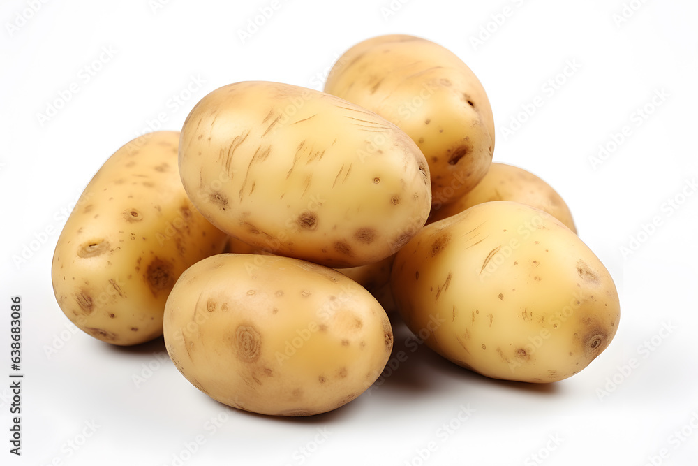 potato stack isolated on white background potato stack isolated on white background