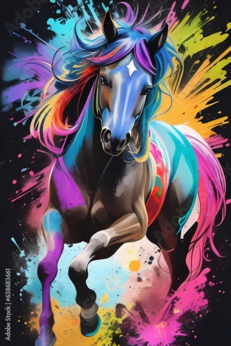Horse with a splash of paint