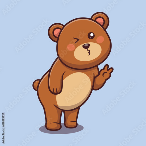 bear cute pose cartoon vector  animal illustration