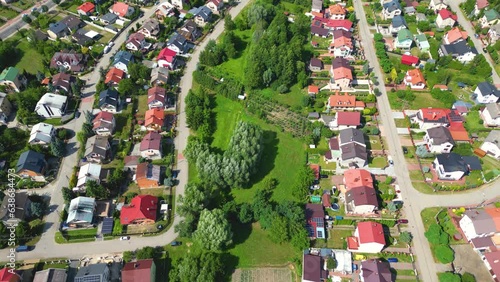 Wallpaper Mural Aerial view of residential houses at spring. neighborhood, suburb. Real estate, drone shots, sunset, sunlight, from above. Torontodigital.ca