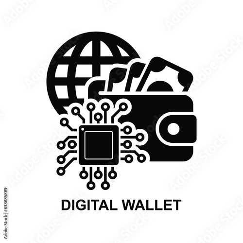 Digital wallet icon. Digital technology transfer payment isolated on background vector illustration.