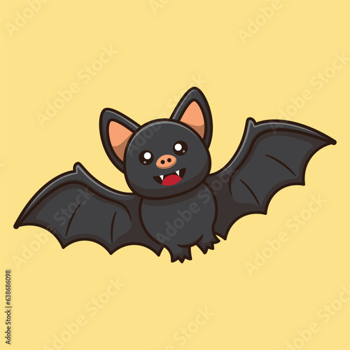 bat animal with halloween costume cartoon vector illustration