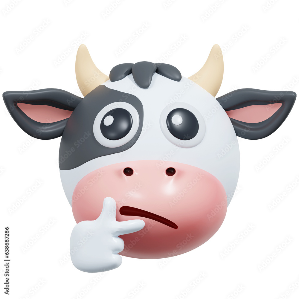 Fototapeta premium curious cow emoticon 3d illustration