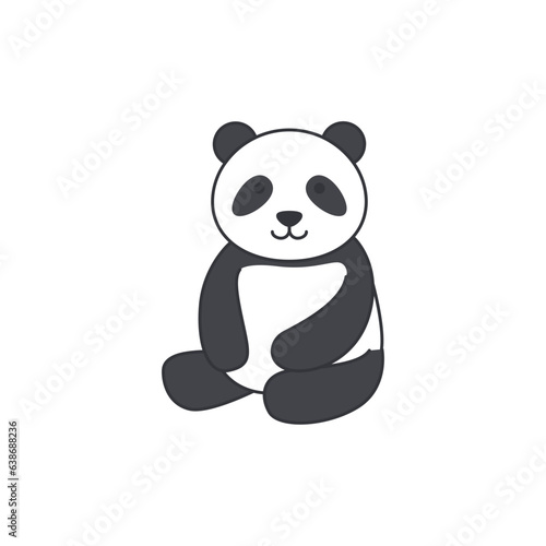 Cute panda sitting on a white background. Vector illustration.