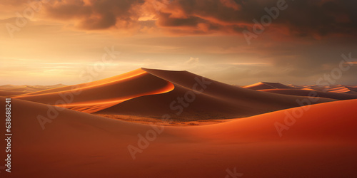 Sand dunes with beautiful warm orange light