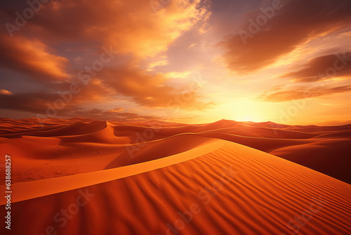 Sand dunes with beautiful warm orange light