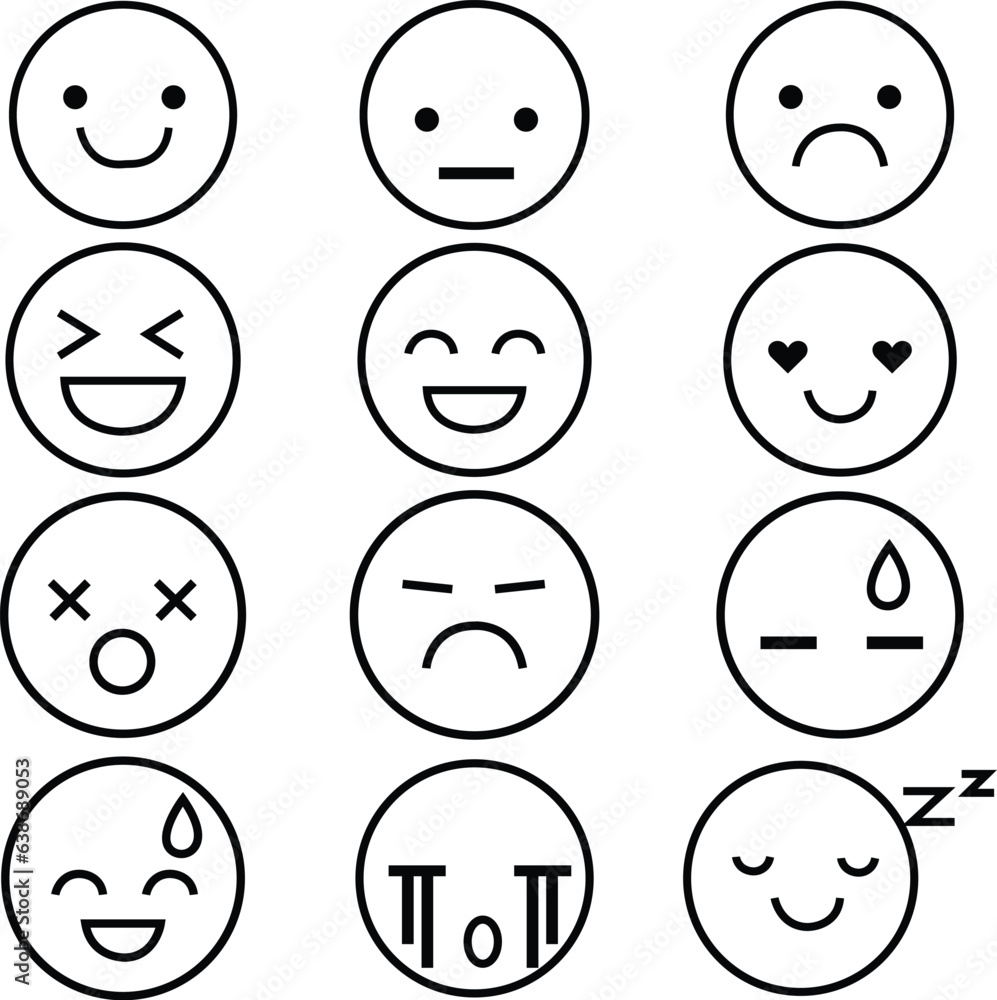 set of simple emoji icon. Range to assess the emotions of your content. Feedback in form of emotions. Customer feedback. Excellent, good, normal, bad, awful. isolated on white background. set of simple emoji icon. Range to assess the emotions of your content. Feedback in form of emotions. Customer feedback. Excellent, good, normal, bad, awful. isolated on white background.