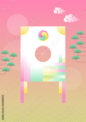 Korean traditional kite on traditional pattern.