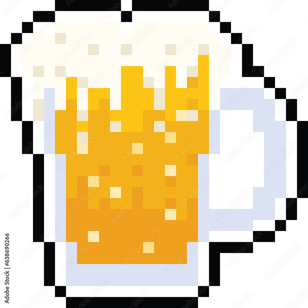 Obraz premium Pixel art beer mug icon 12