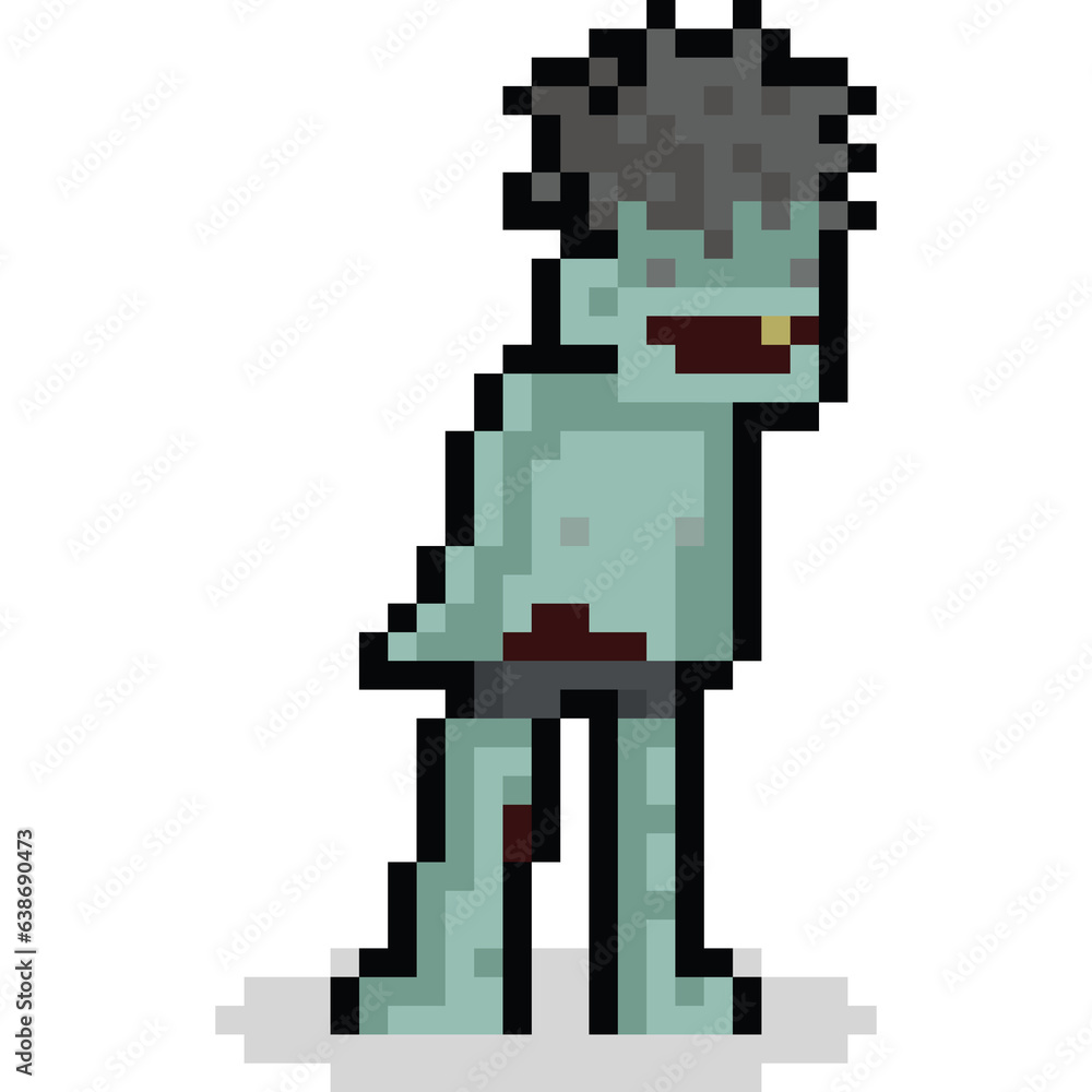 Fototapeta premium Pixel art cartoon zombie character 3
