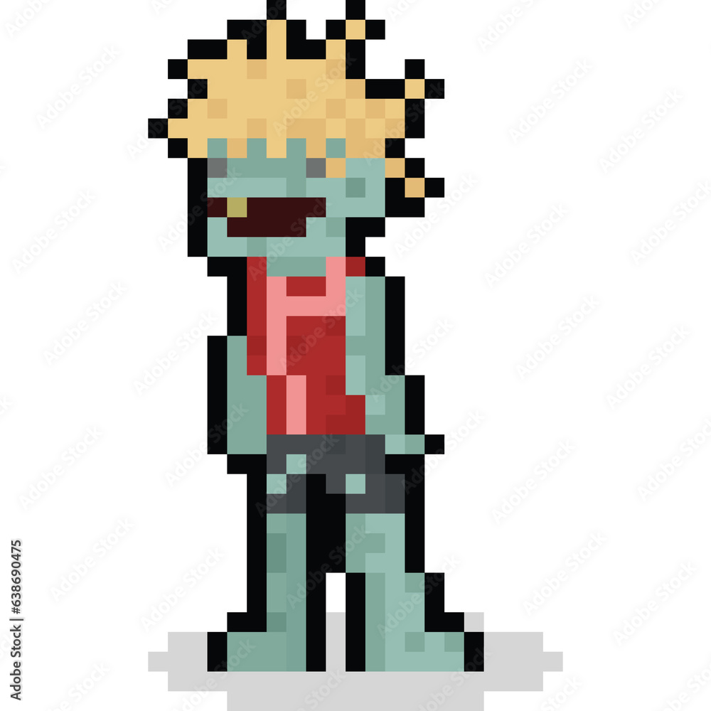 Pixel art cartoon zombie character 9