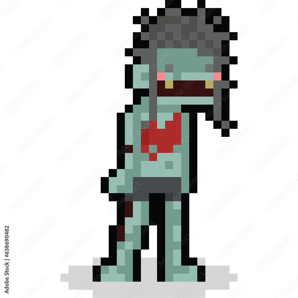 Pixel art cartoon zombie character 2