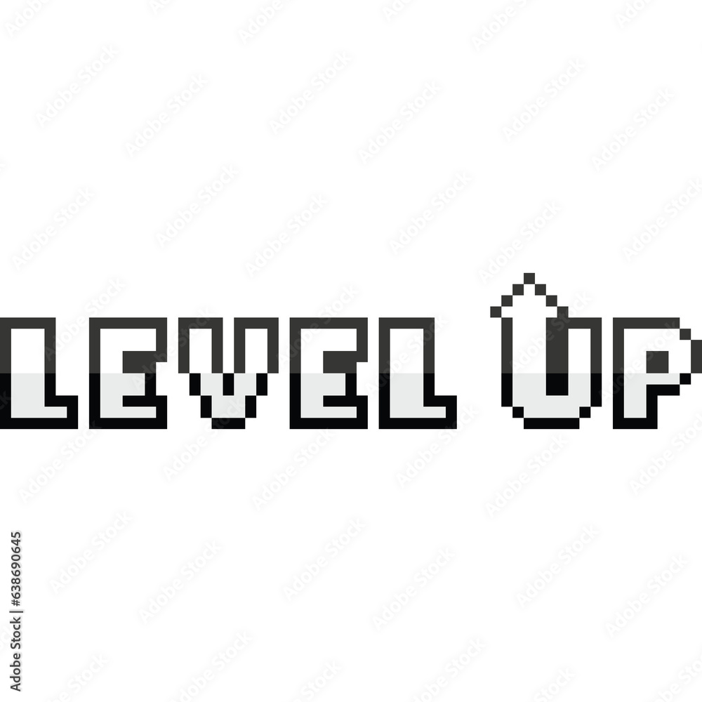 Pixel art level up text Pixel art level up text