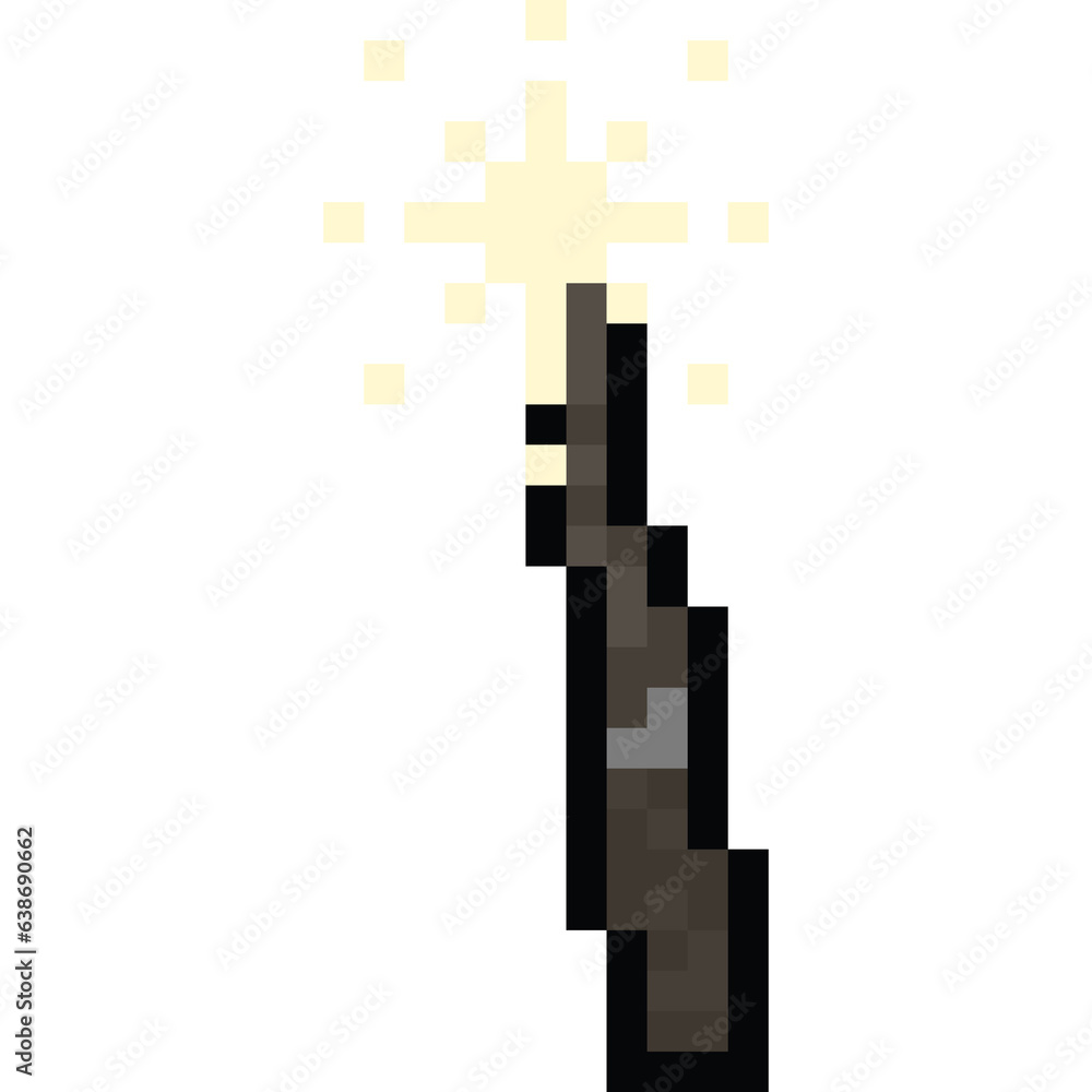 Pixel art magic wand icon Pixel art magic wand icon