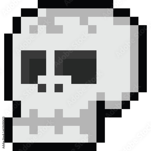 Pixel art halloween skull head icon