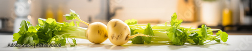 A Banner Photo of Daikon on a Counter in a Modern Kitchen