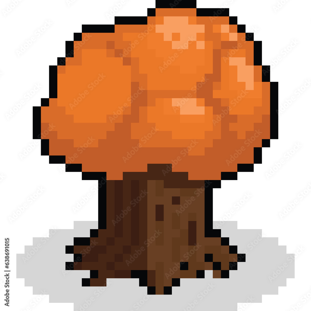 Fototapeta premium Pixel art autumn short tree