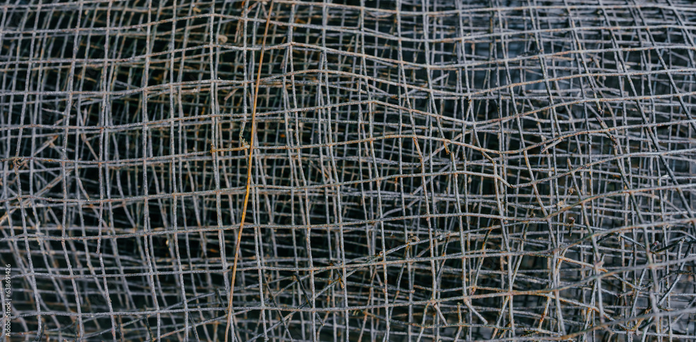Ram wire roll texture. Background surface of ram wire rolls for building.