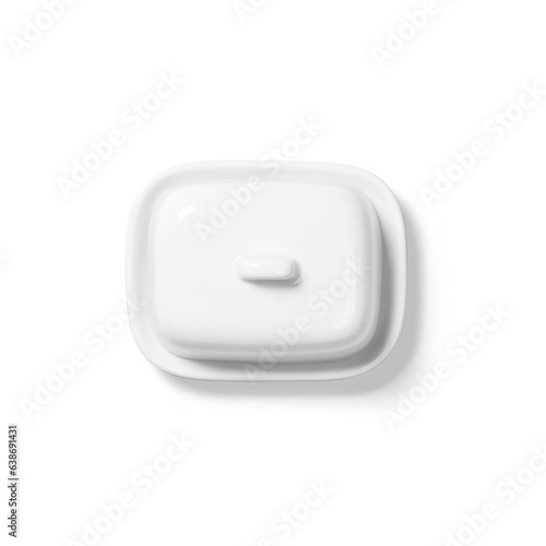 Blank white butter dish for food concept.