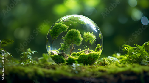 Trees inside a Glass  Green Environment  Protect Earth