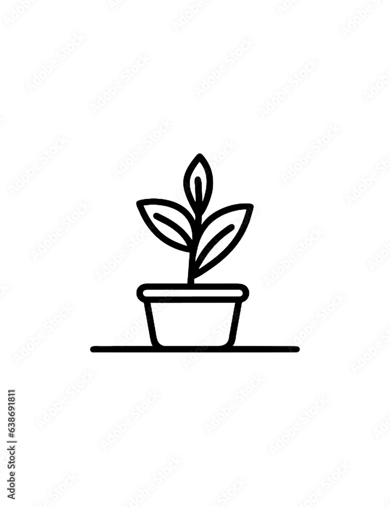 plant in pot outline plant in pot outline